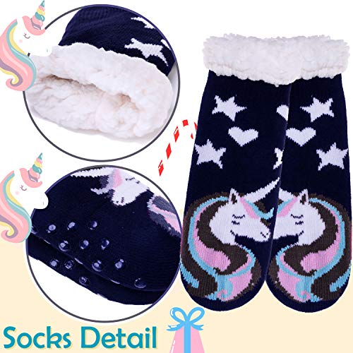 Image of MOGGEI Girls Slipper Fuzzy Socks Kids Boys Fluffy Fleece Lined Warm Plush Sherpa Winter Child Home Socks