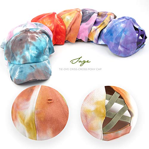 Image of C.C Exclusives Hatsandscarf Washed Distressed Cotton Denim Ponytail Hat Adjustable Baseball Cap (BT-13)