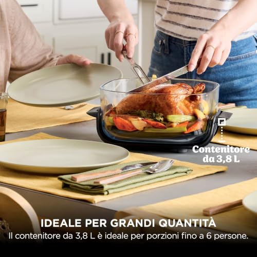 Ninja CRISPi Freidora de Aire portátil, 3,8 l, 4 en 1, freír con Aire, Asar, Mantener Caliente y gratinar, compacta, Incluye 2 recipientes de Vidrio extraíbles y Tapas, 1700 W, Piedra, FN101EUST - 8