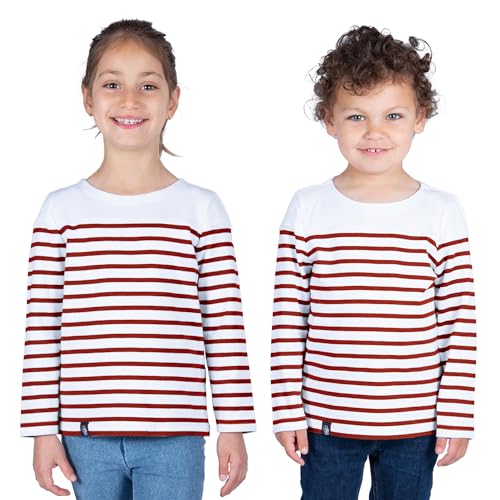Breizh Ocean - Marinière Coton Bio - de 1 à 14 Ans - Création Française LANESTER Enfant - Tee Shirt Enfant Garcon ou Fille Manches Longues - Vetement Bebe...