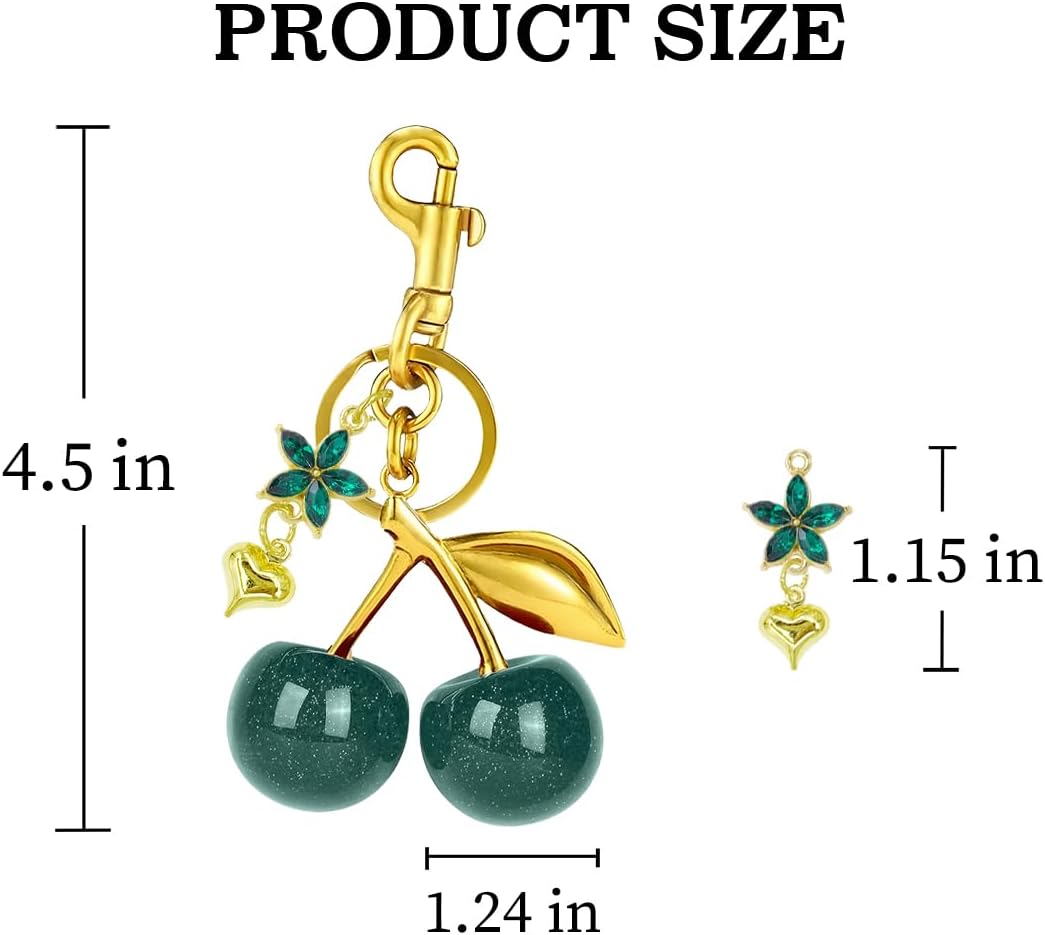 Cherry Purse Bag Charms, Gold Charm Cute Keychain For Handbags Purse For Women Tote Bags Decorative Metal Key Chains