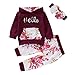 Borlai Bebé niña Floral con Capucha Traje de chándal Sudadera Pantalones Conjunto de Ropa 1-5 años (Rojo púrpura, 18-24 Meses)