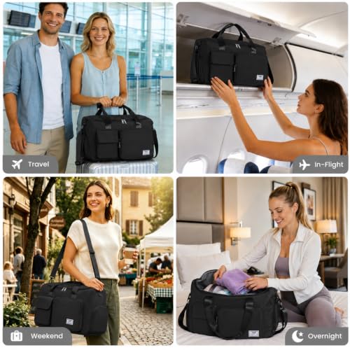 Image of FIORETTO Women's Gym Duffle Bag with Shoes Compartment, 30L Capacity, Ideal for Travel, Gym, Sports, Duffel, Weekender
