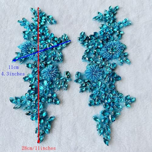 image for XZG.beatal Handmade Shining Rhinestones lace Applique Patches Sewing B
