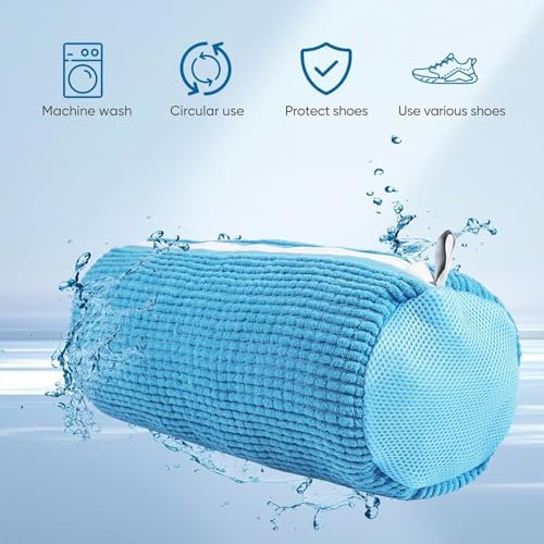 Image of Yellow Weaves Shoe Washing Machine Bag | 360 Deep Cleaning Shoes Laundry Bag with Zipper | Reusable, shoe Washer, Microfiber Protective Pouch for Toys, Sneakers & Slippers, Pack of 1 (Blue)