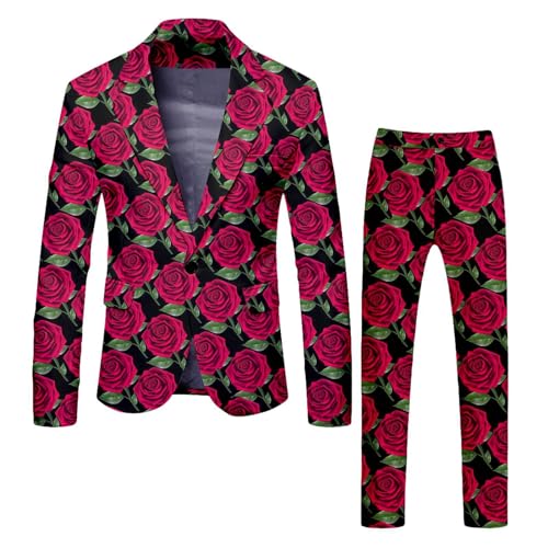 Costume d'été homme veste pantalon imprimé rouge taille S mariage chic Saint-Valentin