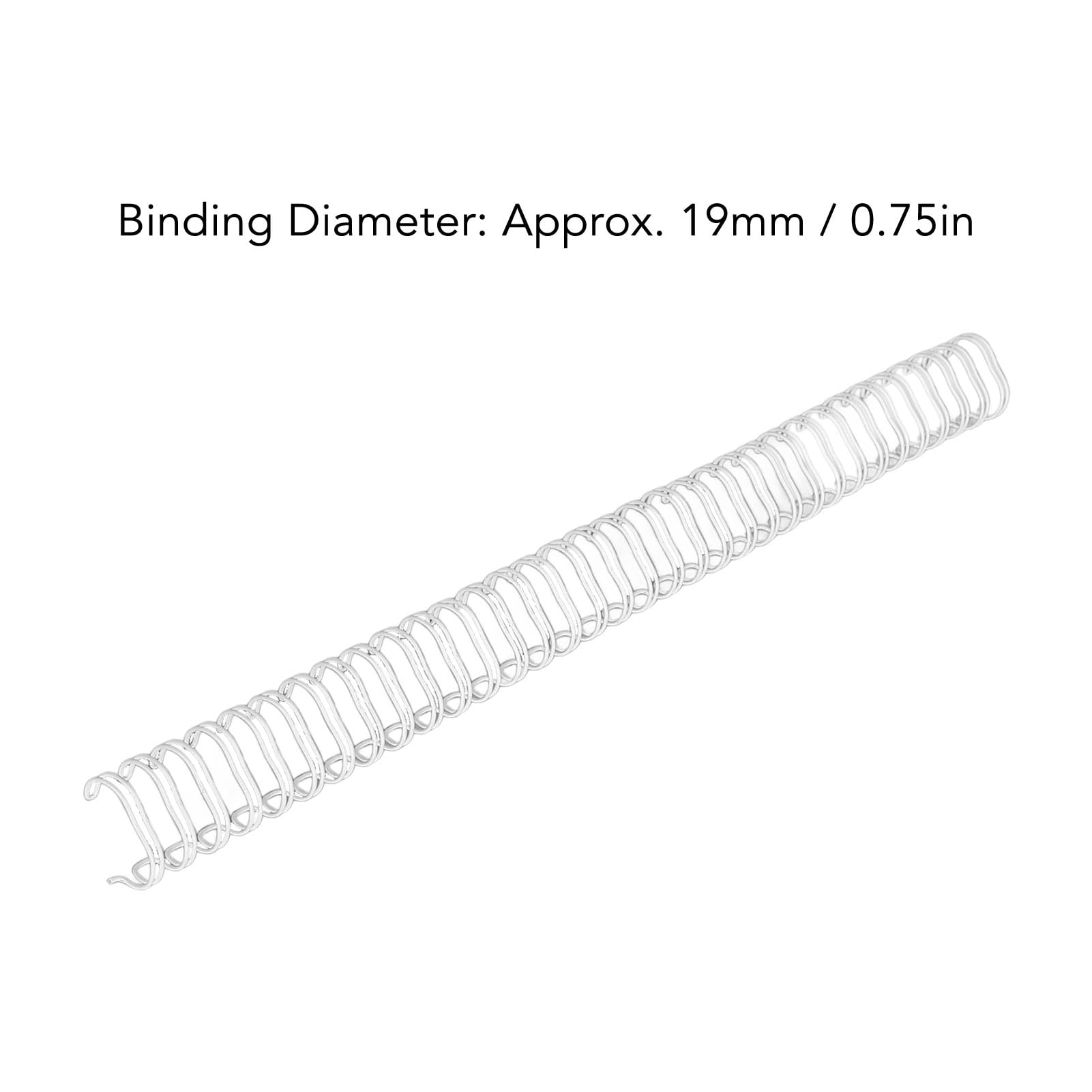 Kadimendium Doppelschleifen Drahtbinderücken , 180 Blatt Kapazität , 3 : 1 Teilung , 34 Schlaufen , 19 Mm Durchmesser , Set Set , Metall Innendraht Bindelinien für A4 Papier (Weiß)