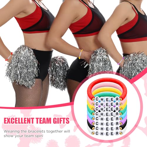 Image of Landical 24 Pcs Cheerleader Gifts Stackable Clay Bead Cheer Bracelets Friendship Bracelets Senior Night Cheer Gifts for Girls(Mix Color)