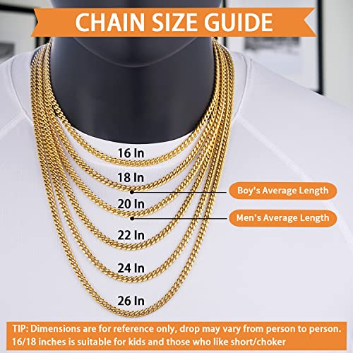 Jewlpire 5Mm Gold Chain For Men Mens Gold Chain Necklaces Cuban Link Chain For Men Jewelry Gifts For Him Men Stainless Steel Chain Necklace Birthday Father's Day Chain, 18 Inches #TOP2