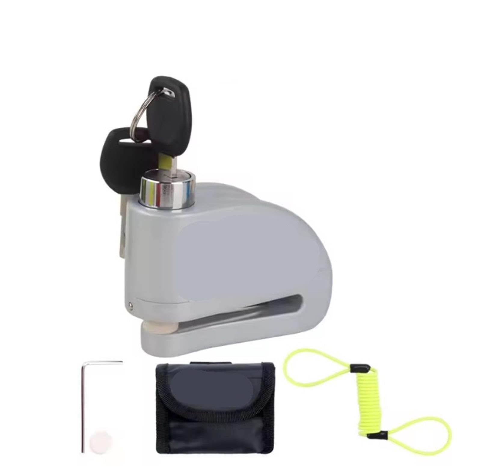 Motocykl U-lock Alarm motocyklowy ze stopu aluminium Blokada hamulca tarczowego do hulajnogi Lina zabezpieczająca przed kradzieżą(Gray Package B)