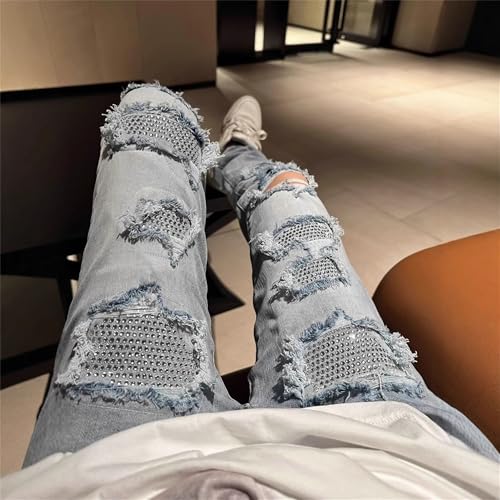 Jeans for Men Slim Fit Tummy Control Jeans Mens Skinny Jean Trendy Distressed Ripped Straight Leg Denim Pants4