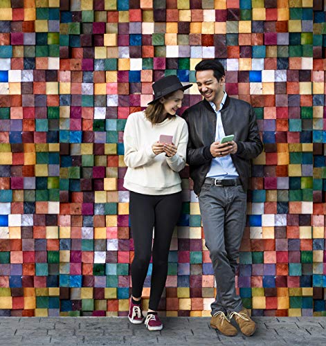 Image of DWELLSINDIA Multicolor Wood Cubes Self Adhesive Wallpaper Waterproof, Scratch Resistant, Laminated 41cmx244cm
