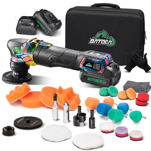 BATOCA S4 Professionnel Polisseuse Sans Fil pour Détails,Moteur Brushless,DA/RO Polir,25mm/75mm/Mini Polisseur Voiture Set,2.5Ah 12V Batteries,2000-5500tr/min,Lustreuse...