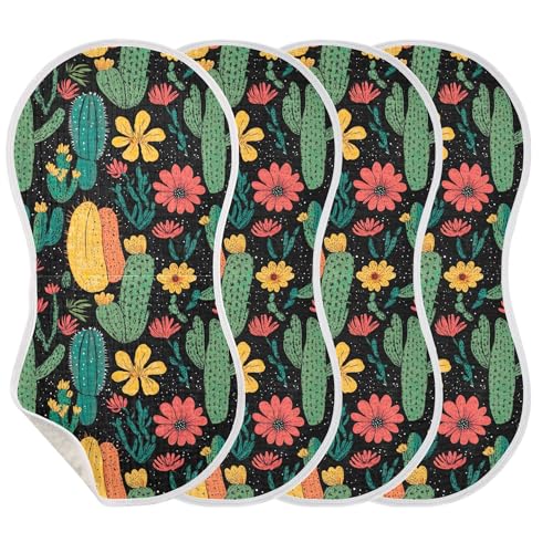 xigua Cactus and Flowers Baby Burp Cloths for Newborn Boys and Girls 1 Pack, Soft & Absorbent Cotton Baby Burp Cloth, Baby Washcloths, Newborn Towel, Burp Rags3