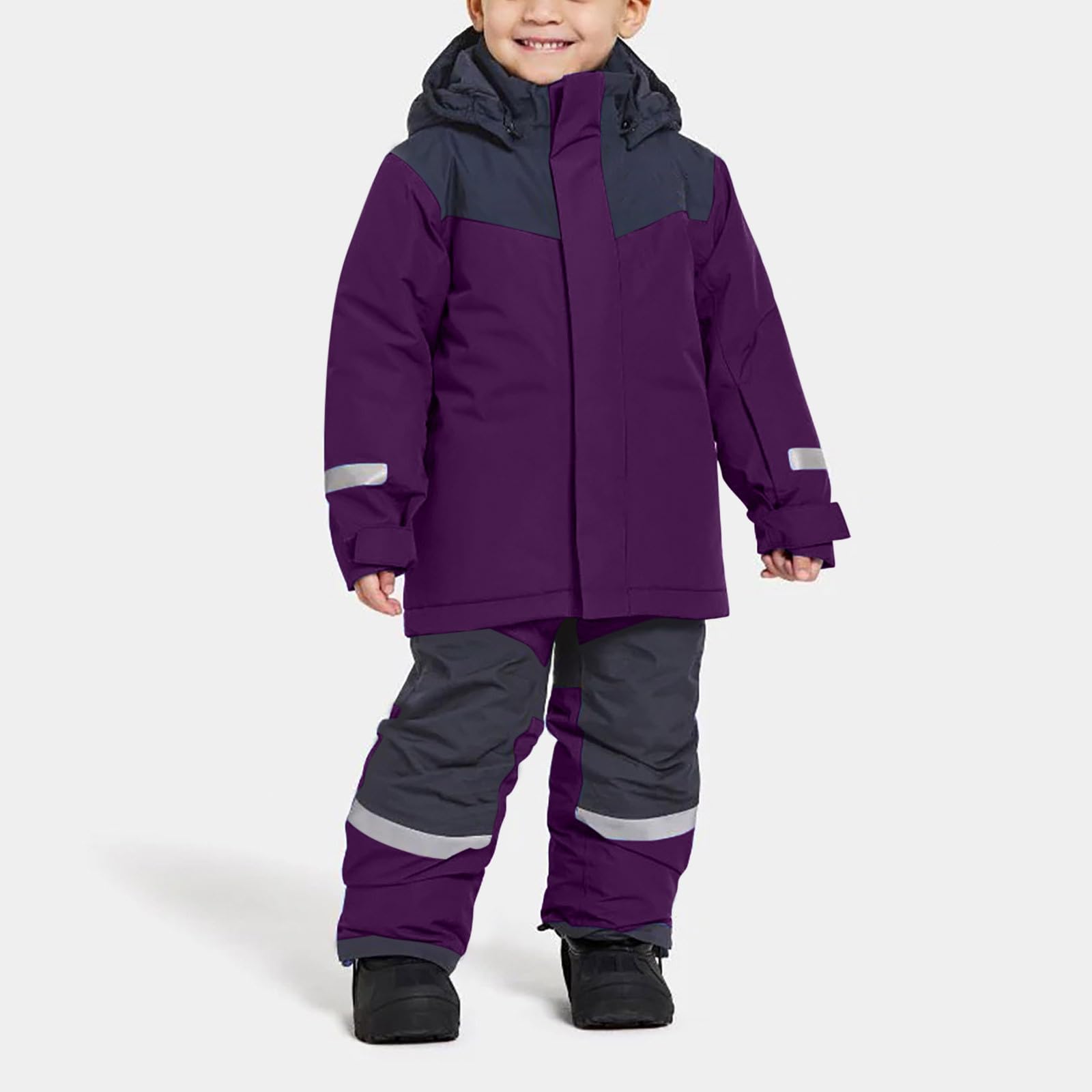 Combinaison de Ski Enfant à Capuche Chaud Garçon Combinaisons de Neige Imperméables et Coupe-Vent Vêtements de Ski pour Garçon Tenue de Ski Imperméable à la Neige Vetement Ski Pas Cher