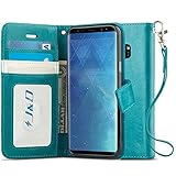 J&D Case Compatible for Galaxy S9 Plus Case, [RFID Blocking Wallet] [Slim Fit] Heavy Duty Shock Resistant Flip Cover Wallet Case for Samsung Galaxy S9 Plus Wallet Case - [Not for Galaxy S9] - Aqua