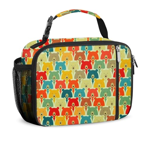 esouler Lunch Box Kids Insulated Lunch Bag for Boys & Girls Durable Children Lunchbox for School with Water Bottle Holder-Bear