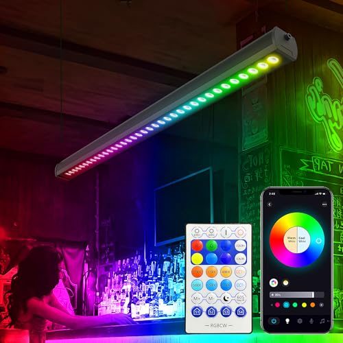Umidkin Smart LED Linear Wall Washer Light, 40 Inch Bluetooth Multi-Mount Pendant Light Versatility Hanging Fixtures, RGBCW 180W Dimmable Chandelier for Wall Washing, Adjustable Heigh
