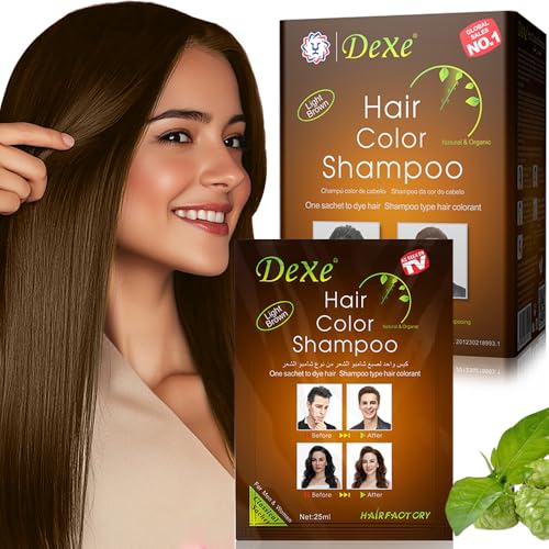 10pcs Champú Instantáneo Color Negro Cabello Champú para Color Negro y Barba para Hombres Adecuado para Hombres y Mujeres Contiene Extractos Vegetales (Marrón Claro)