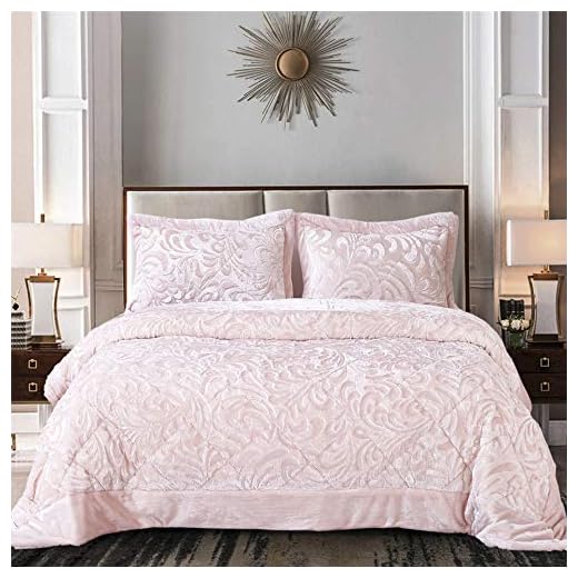 Prime Linens Lyxigt quiltat överkast, 3-delat sammet, sängkläder, dubbelsäng för sovrumsdekor – supermjuka quiltade överkast, präglat mönster, bäddsoffa, överkast med 2 örngott – rosa