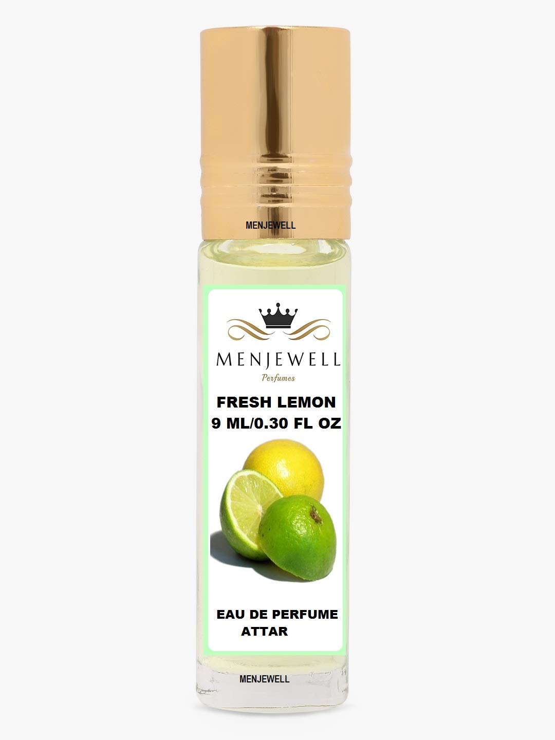 Menjewell Fresh Lemon Perfume for Men and Womens | Natural Long-Lasting Fragrance Scent | Unisex Alcohol-Free Roll-On Aromatic Attar Ideal for Daily Use, Date Night, Gifting and Special Occasions, 9ML