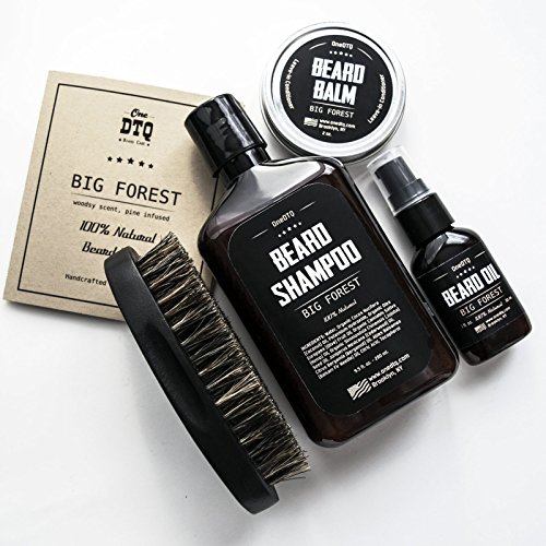 Big Forest Beard Treatment Kit - Shampoo 9 oz, Oil 1 oz, Balm 2 oz, Brush - Wood Scent - 100% Natural and Organic Growth Care Products in Premium Gift Box - Image 4