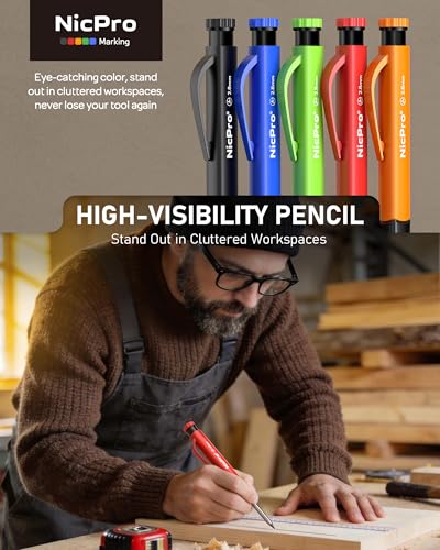 Crayon de charpentier mécanique Nicpro avec taille-crayon intégré - 7