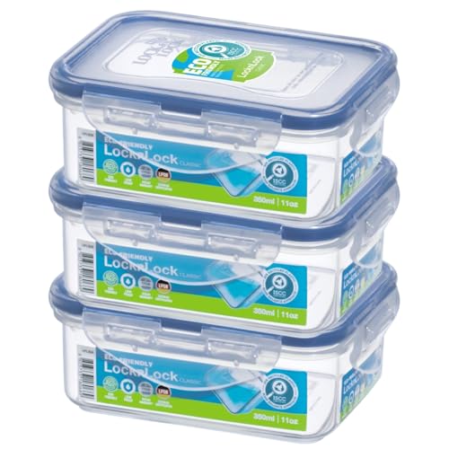 3 X Lock & Lock Rect 350ml Food Container HPL806 by Lock & Lock