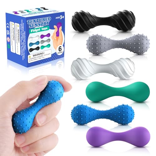 Fidget Toys Adults Sensory Stone: 6 Pack Textured Sensory Toys for Kids Autism ADHD Calming, Small Stress Toy for Anxiety Relief, Quiet Fidgets for Office, Classroom, Travel, Stocking Stuffers