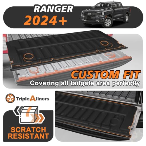 Image of TripleAliners Truck Bed Mat (5FT) & Tailgate Mat Compatible with Ford Ranger 2024-2026 Accessories All Weather TPE Truck Bed Liner Tailgate Cover Custom Fit, Not Fit Drop in Bed Liner