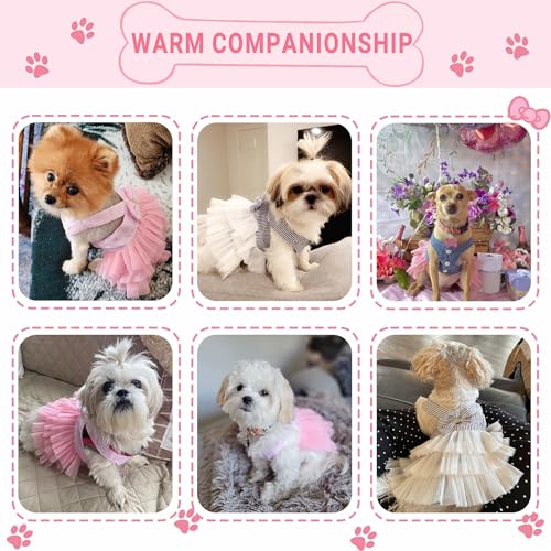 image for TAPBULL Dog Dresses, Fashion Pet Dog Clothes, Striped Mesh Puppy Dogs 