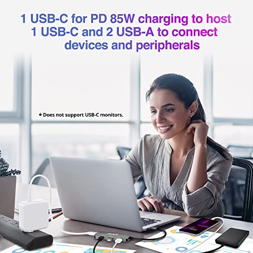 Avlt 4-Port Usb 3.1 Gen 2 Type C 10G Hub With 85W Pd Charging - Portable Multiport Adapter – Fast Data Transfer And Charging For Macbook, Laptop, Pc, Ipad (Does Not Support Usb-C Monitor) #TOP7