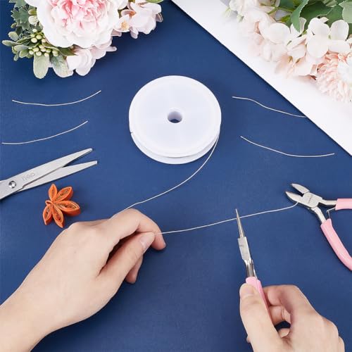 SUNNYCLUE 40M Copper Bead Wires 0.5mm 24 Gauge Craft Wire Silver Beading Wires Tarnish Resistant Jewellery Beading Wire Copper Craft Wires Soft Bead String Wire for Jewellery Making Wrapping Sculpting - Image 3