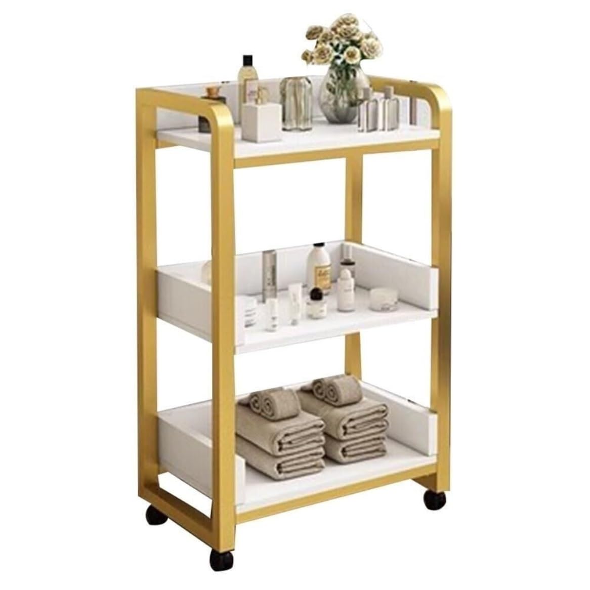 Beauty Metal Salon Trolley Movable Barber Cart Storage Cabinet And Beauty Organizer For Shops Trolley(A)