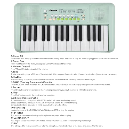 Clavier électronique 32 touches HUIOP instrument de musique 16 tons 10 rythmes