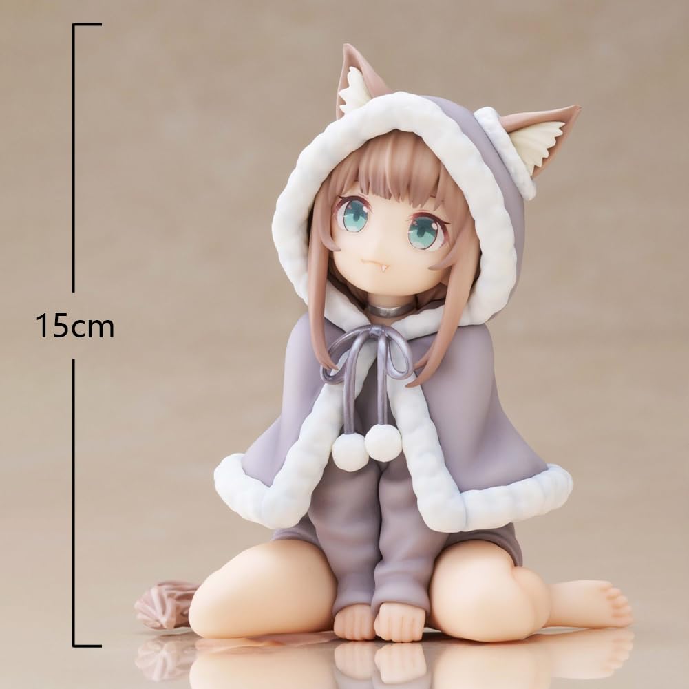 QAHEART Anime Illustration KINAKO Figure Original Painting Figures Rabbit Flova Figure Bunny Girl Model Statue: 5.91 inches Kinako Gray