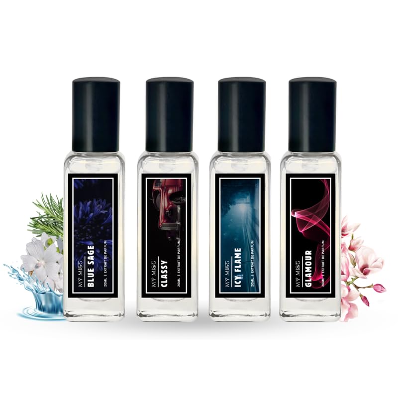 Image of Unisex Perfume Combo | Perfume for Women And Men | 4x20ml | Fresh, Strong & Sweet Premium Fragrance | Blue Sage, Icy Flame, Glamour, Classy