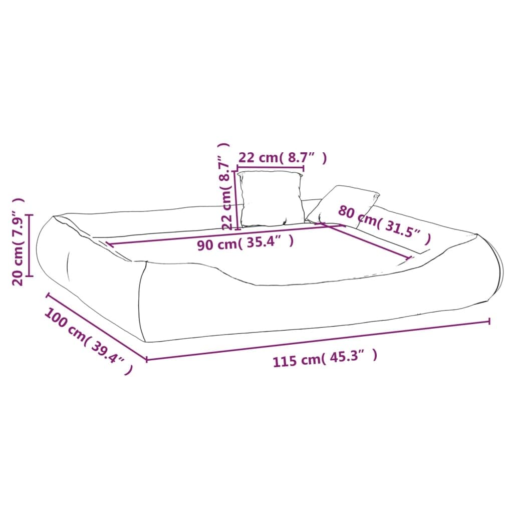 Forniture per animali domestici Cuscino per cani con cuscini grigio 115x100x20 cm Tessuto Oxford Animali & Forniture per animali domestici