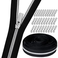 GUBOCA 9 M Reißverschluss,Näh Endlosreißverschluss mit Zipper,mit 30 Stück Reißverschlüsse Zubehör für Taschendekoration (Silber,Schwarz)
