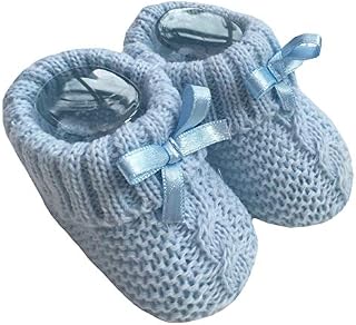 Baby Boys Girls 1 Pair Knitted Booties Soft Newborn Knitted Booties With Bow 116-354