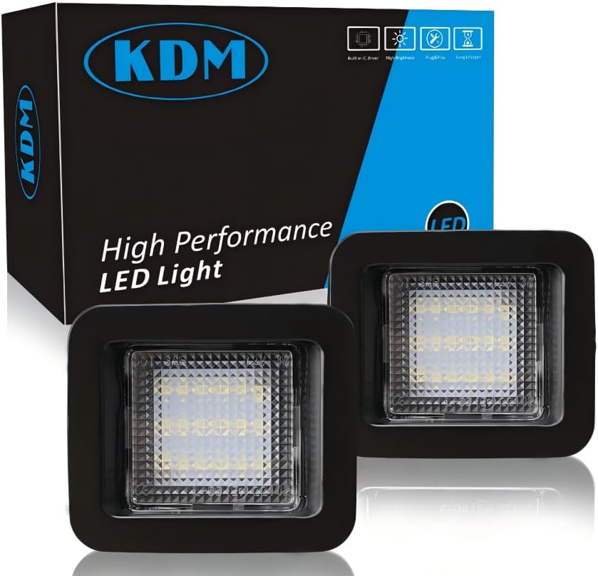 KDM Led License Number Plate Light Fit for 2015-2020 Ford F150 Raptor Assembly Replacement,Pickup Truck Rear Tag Lamp Clear Lens 6000K White,2Pcs Pack