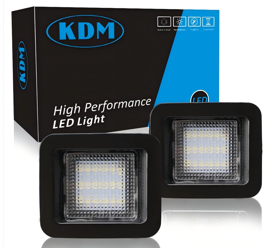 KDM Led License Number Plate Light Fit for 2015-2020 Ford F150 Raptor Assembly Replacement,Pickup Truck Rear Tag Lamp Clear Lens 6000K White,2Pcs Pack