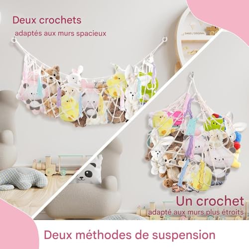 Hamac de rangement mural à peluches robuste pour libérer de l'espace au sol