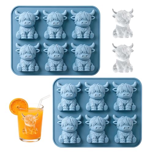 Wxeadumini Highland Cow Ice Cube Tray, 3D Highland Cow Ice Cube Mold, Cute Highland Cow Silicone Ice Cube Tray, Silicone Animal Ice Cube Tray For Cand