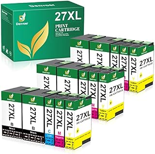 Denvoer 27 XL Ink Cartridges compatible for Epson 27XL Multipack for Espon Workforce WF-7720 WF-7610 WF-7710 WF-7620 WF-7715 WF-7110 WF-7210 WF-3640 WF-3620(6 Black 3 Cyan 3 Magenta 3 Yellow)