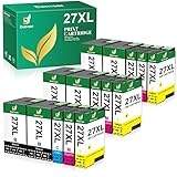 15Pack 27XL Compatible avec Epson 27XL 27 Cartouche pour Epson WF 3620 pour Epson WF 7620 pour Espon Workforce WF-7720 WF-7610 WF-7715 WF-7110 WF-7210 WF-3640 (6 Noir, 3 Cyan, 3 Magenta, 3 Jaune)
