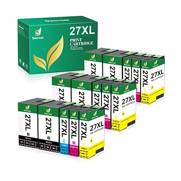 Denvoer 27 XL Tintenpatronen kompatibel für Epson 27 27XL Multipack für Espon Workforce WF-3620 WF-3640 WF-7610 WF-7710…