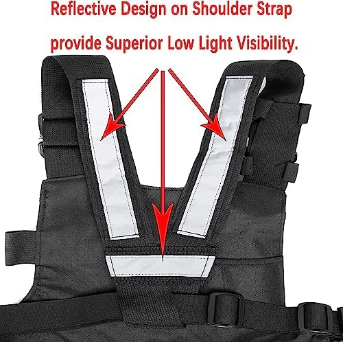 Radio Chest Harness with Reflective Strips Shoulder Holster Radio Vest Holder Two Way Radio Vest Rig Walkie Talkie Case with Front Pack Pouch for Motorola/Midland/Kenwood/Baofeng/Retevis — view 2