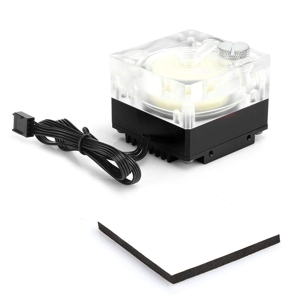 500L / H Water Cooling Pump for PC CPU Pump Liquid Cooling Acrylic Aluminum Computer Accessory Heat Sink Mute for PWM Control 9.6W G1 / 4 Thread CPU Water Cooling Pump(Black)