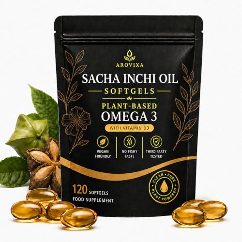 Sacha Inchi Oil -120ct Plant-Based Vegan Fish Oil Alternative with Vitamin D3
